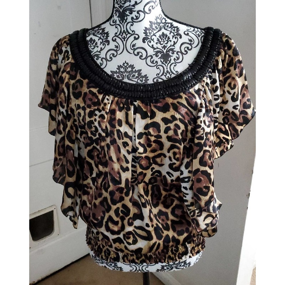 Bebe animal print silky blouse